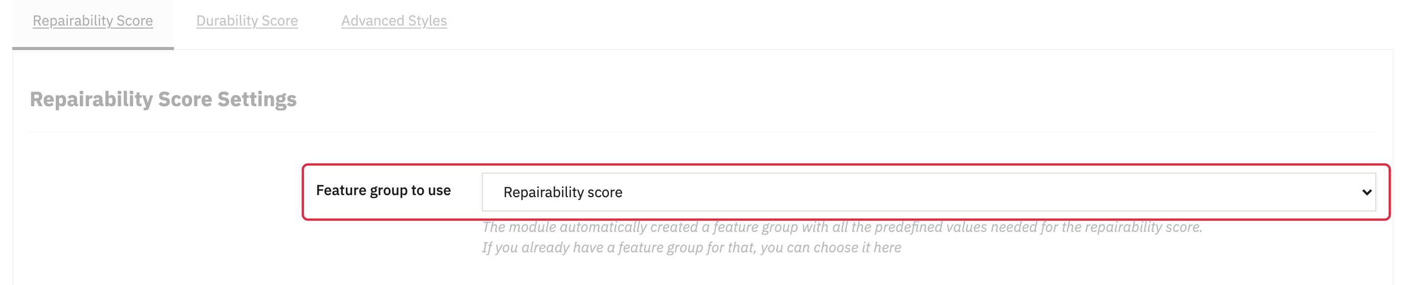 Choosing the feature used for repairability