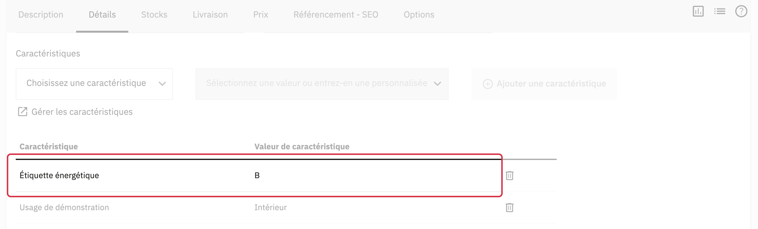 D&eacute;tails et caract&eacute;ristiques : classe B enregistr&eacute;e pour &Eacute;tiquette &eacute;nerg&eacute;tique